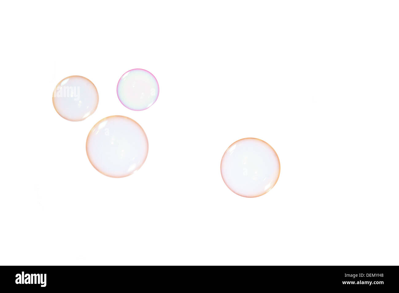 Group of soap bubbles on a white background Stock Photo