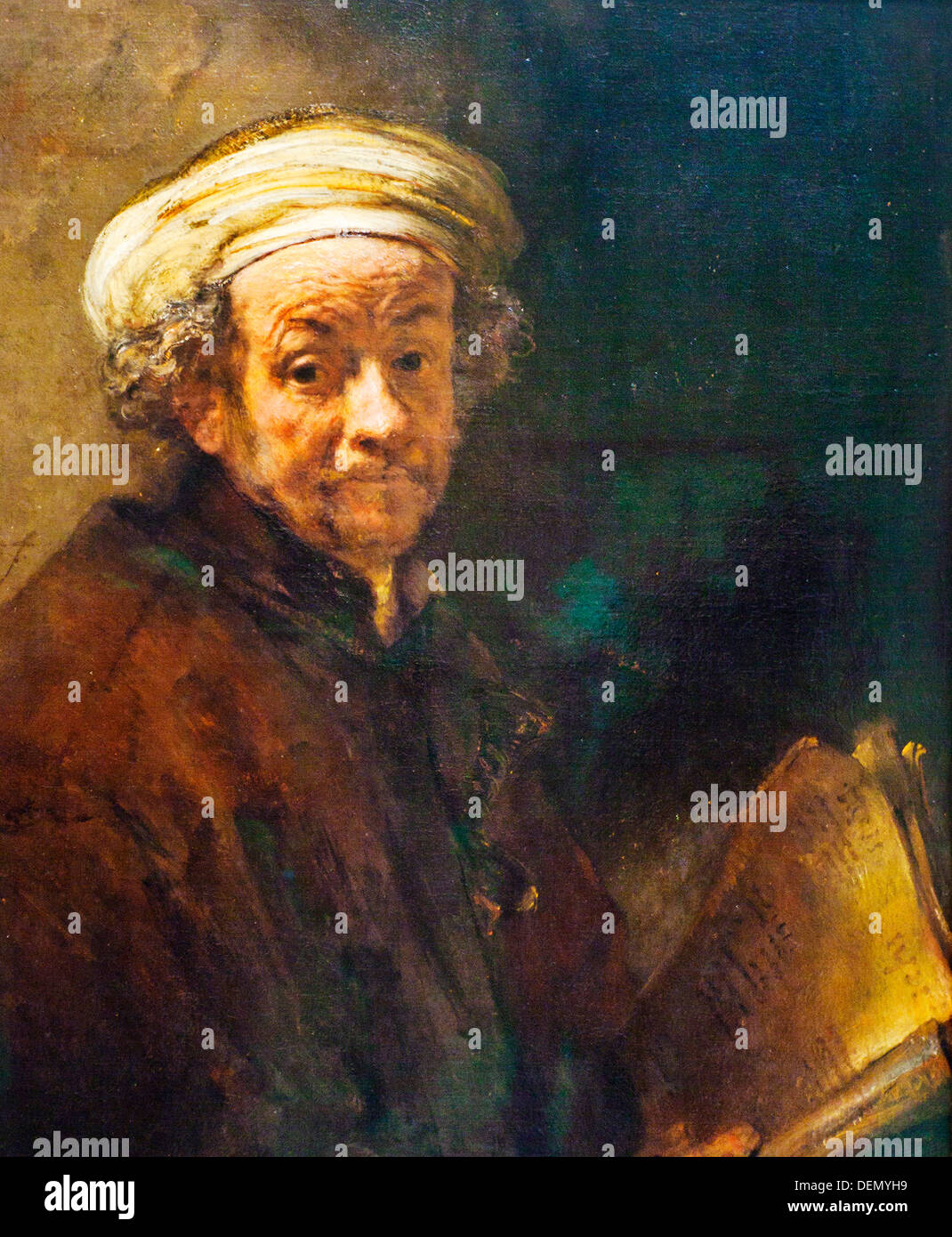 The painting by Rembrandt ´Selfportrait as apostle Saint Paul, 1661, Rembrandt Harmensz van Rijn 1606-1669 Dutch  Oil on Stock Photo
