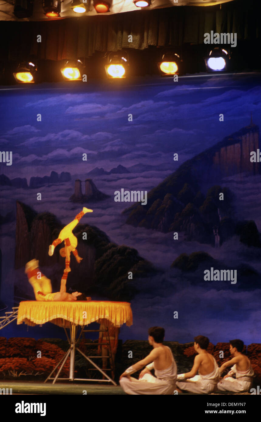 Acrobatic performance in Chaoyang Theatre Beijing China Stock Photo