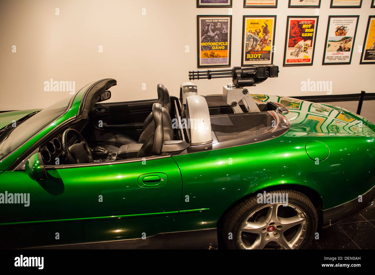 The 2002 Jaguar used on the movie 'Die Another Day' at the Petersen Museum in Los Angeles California Stock Photo