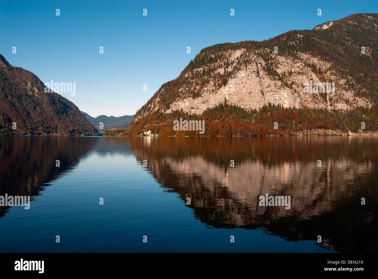 Hallstatt lake, Reflection, Tranquil Scene Stock Photo