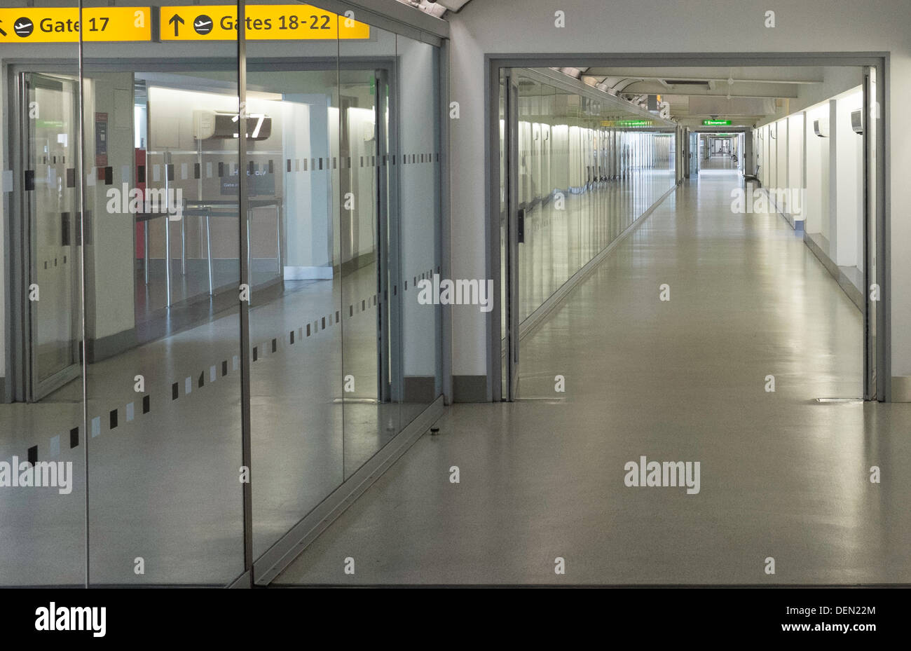 Empty airport terminal gate at London Heathrow Stock Photo