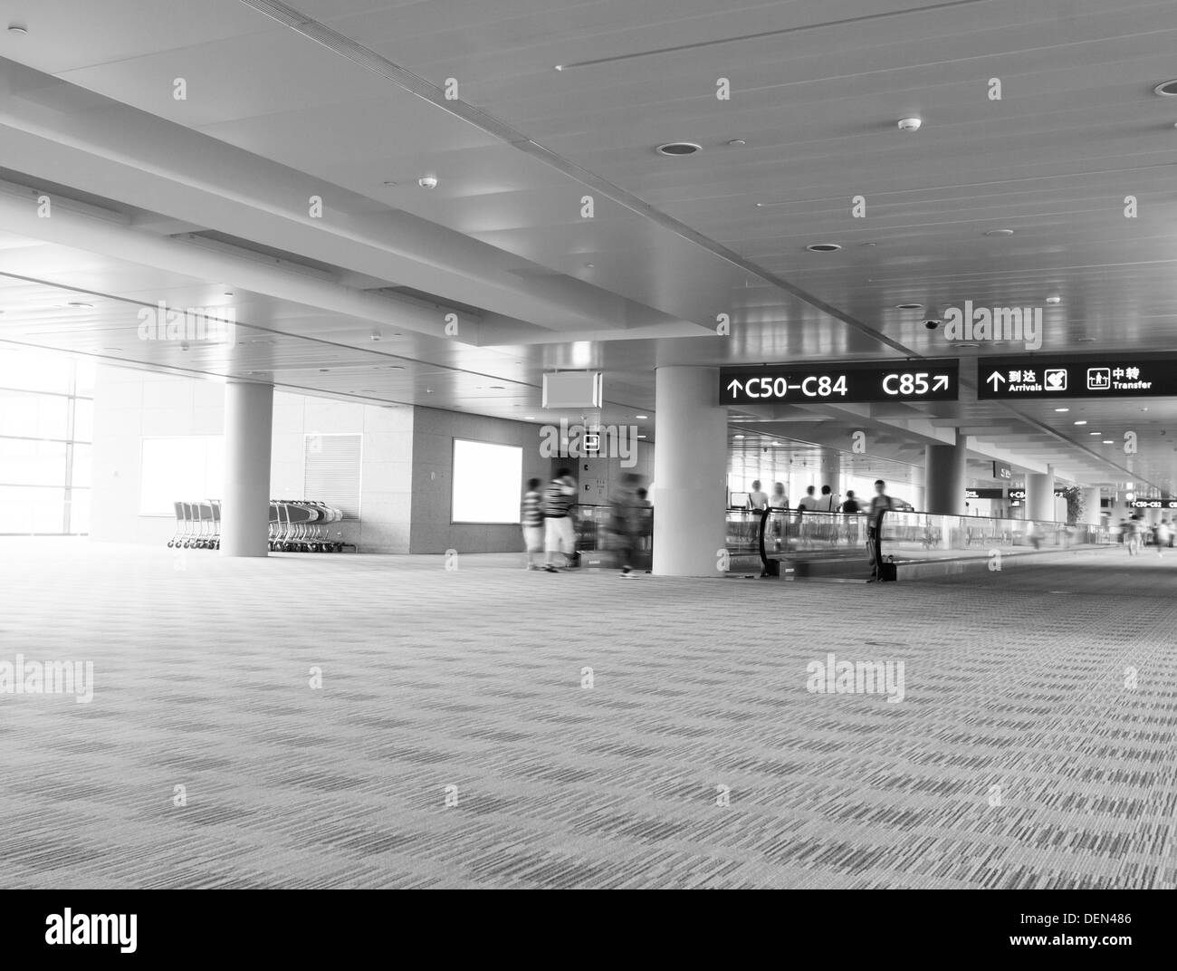 passenger in the shanghai pudong airport.interior of the airport. Stock Photo