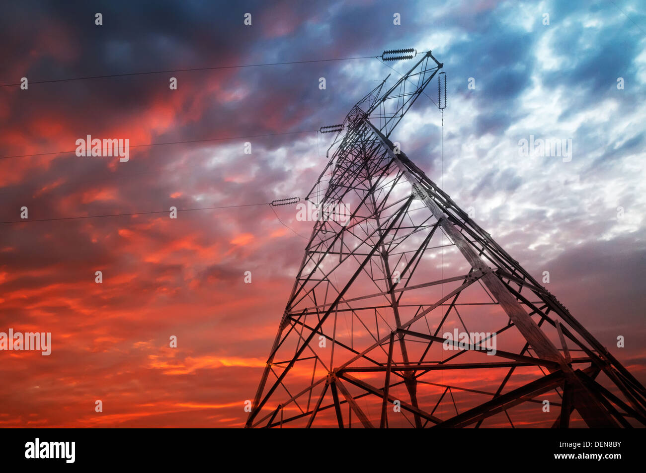 high voltage post.High-voltage tower sky background Stock Photo - Alamy