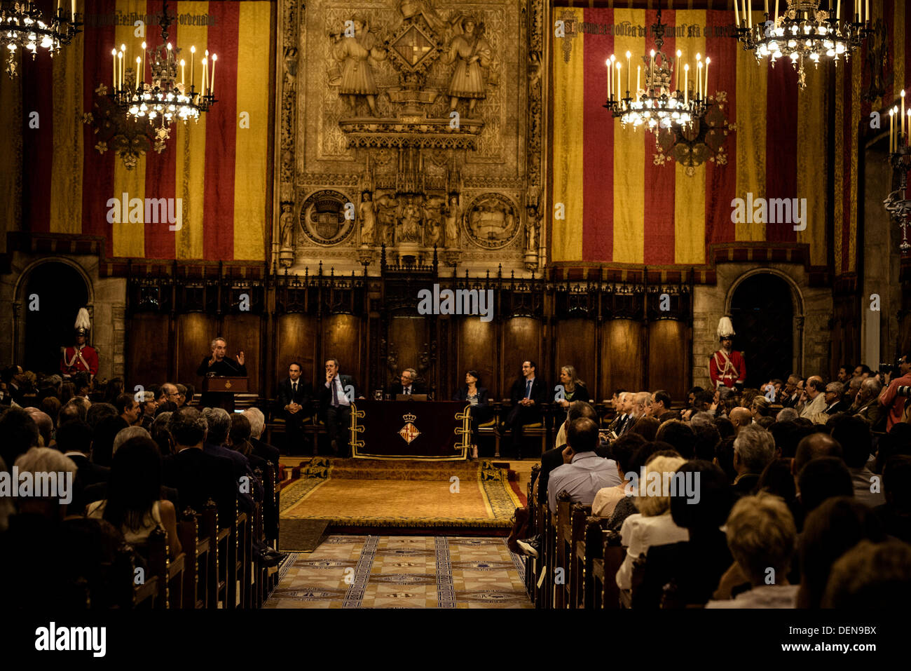Barcelona, Spain. September 20th, 2013: Ferran Adria, famous Catalan star chef, speaks during the official initial act for the city festival in the council chamber to invited guests Credit:  matthi/Alamy Live News Stock Photo