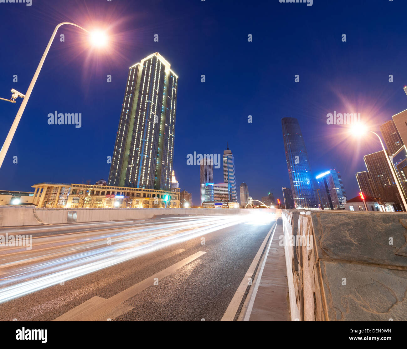 Modern city at night tianjin stock photo alamy