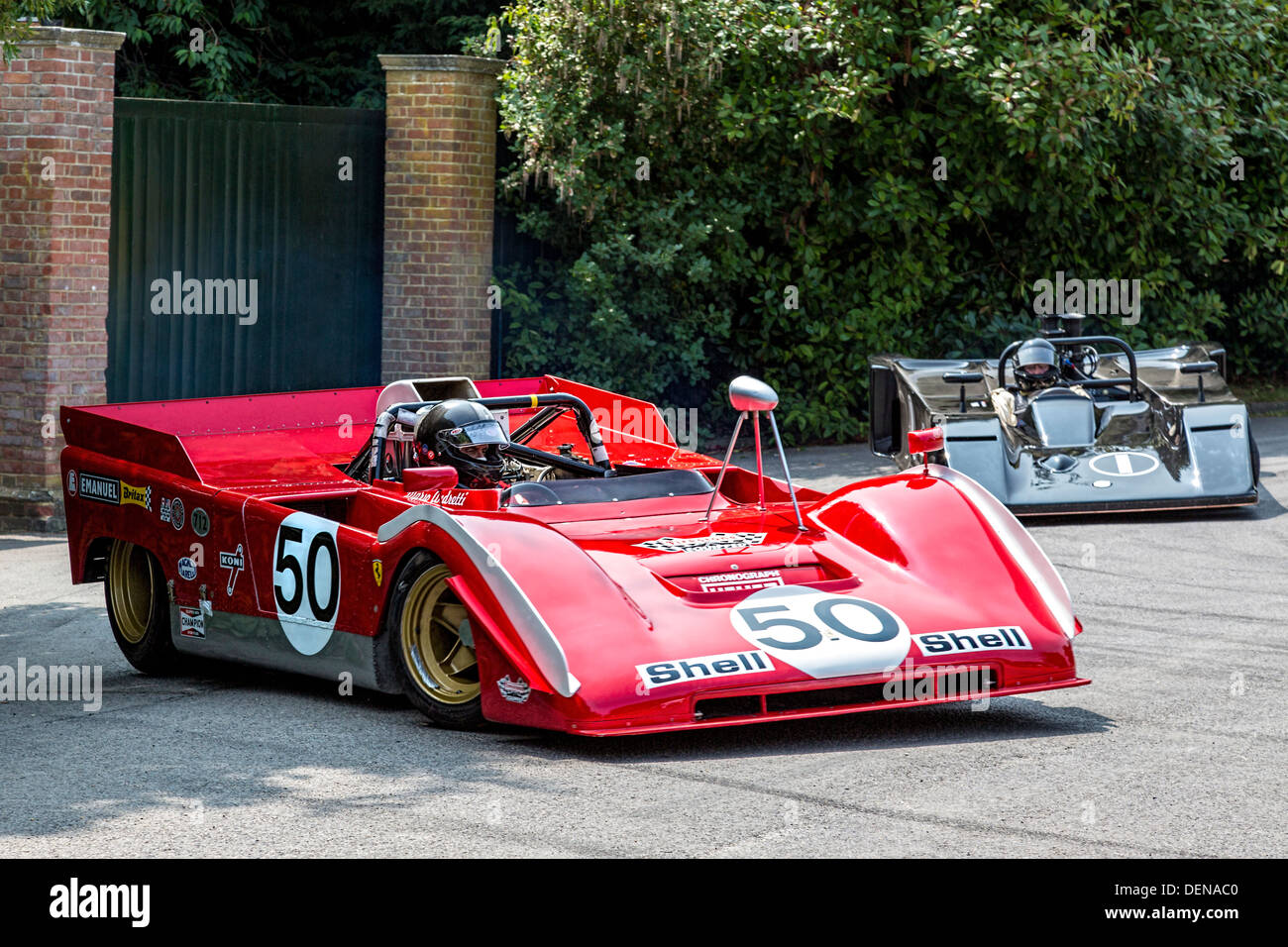 1971 Ferrari 712 CanAm with driver Paul Knapfield at the 2013 Goodwood Festival of Speed, Sussex, UK. Stock Photo
