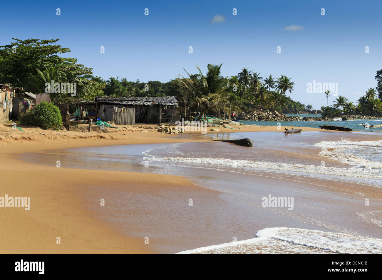 Typical African fishing village Stock Photo