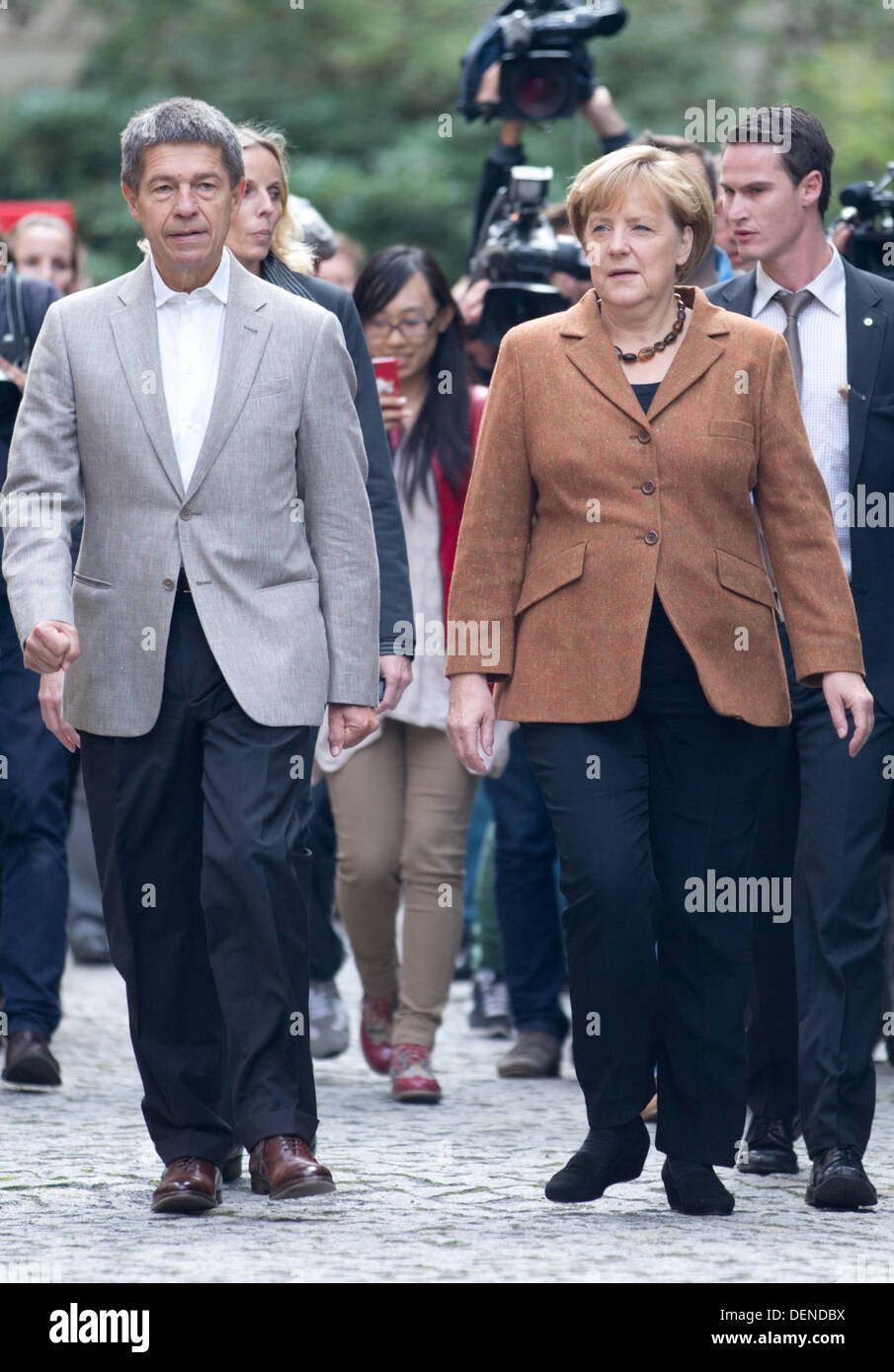 Berlin, Germany. 22nd Sep, 2013. German Chancellor Angela Merkel and ...
