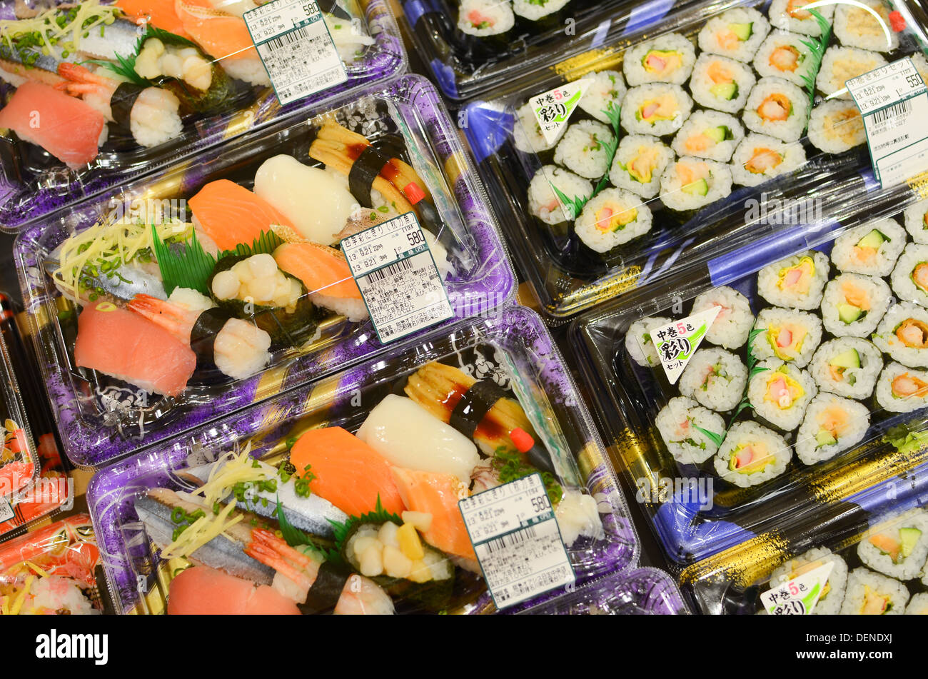 Sushi for sale in a supermarket in Japan. Stock Photo
