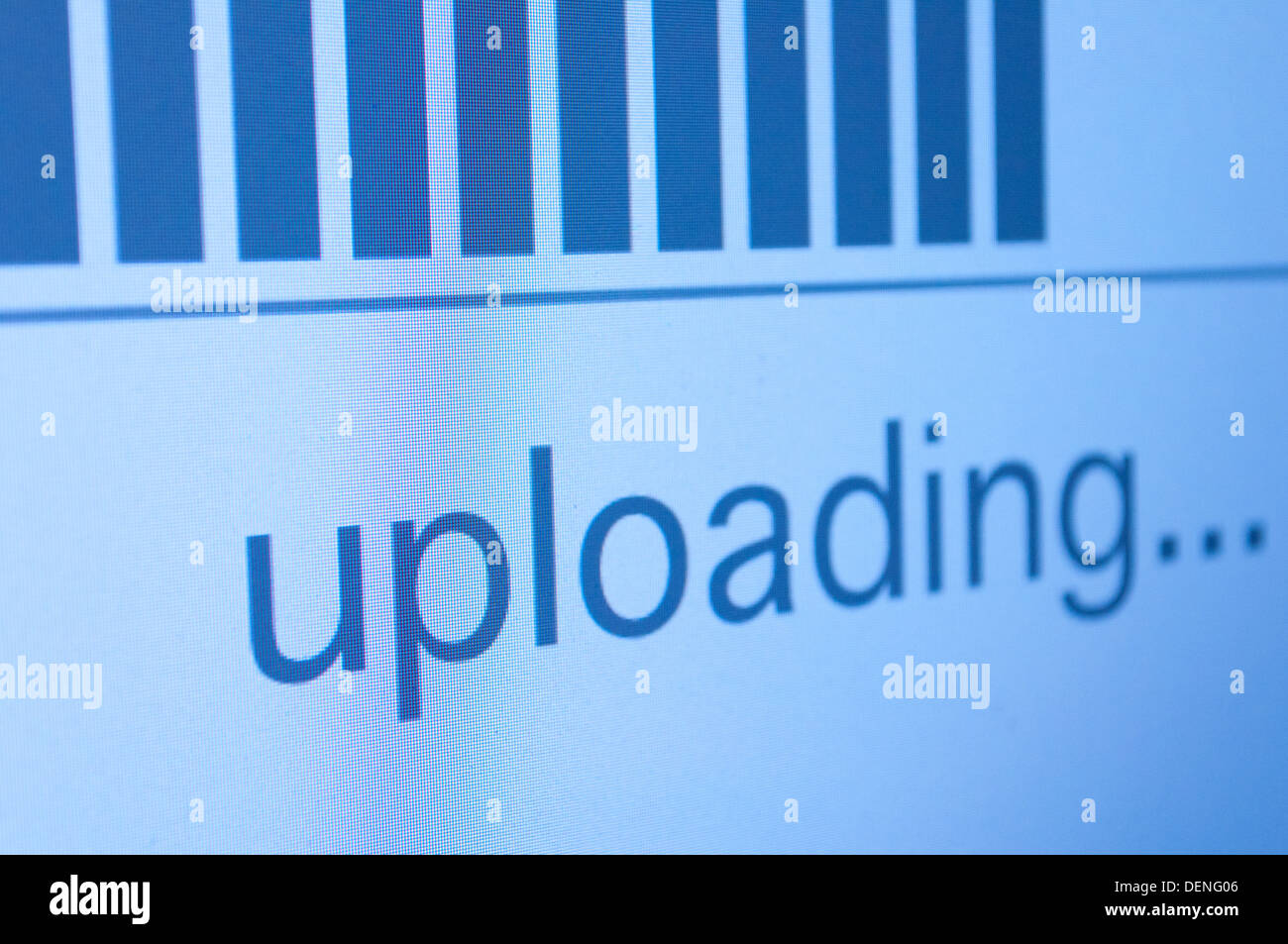 Closeup of Upload Process Bar on LCD Screen - Shallow Depth of Field Stock Photo