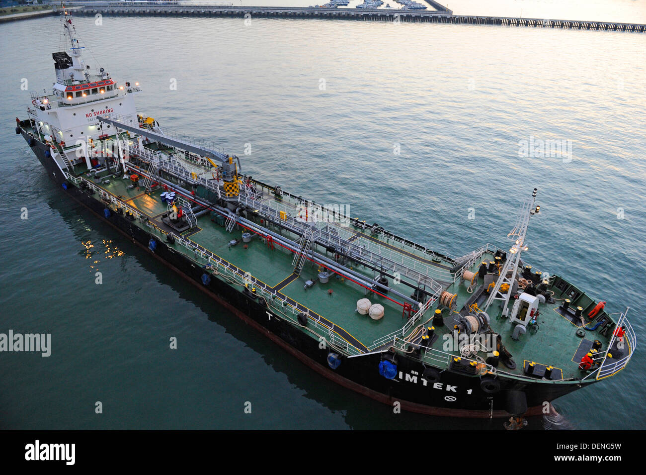 Fuel supply ship in Singapore harbour. Stock Photo