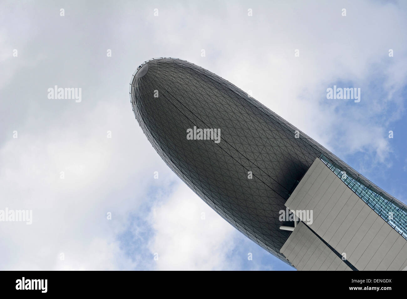 The Marina Bay Sands luxury five star hotel with the overhanging top floor. Stock Photo