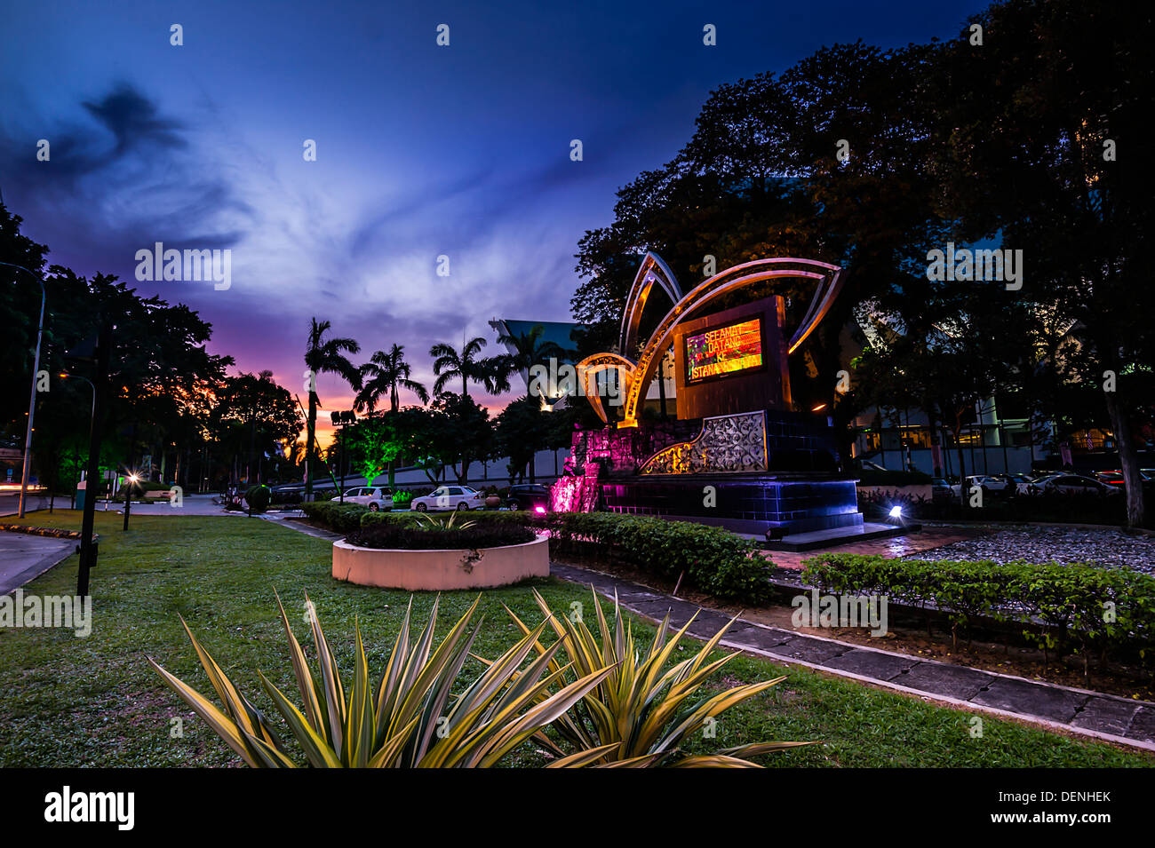 view of the sunset at the landmark of national theater called as Istana Budaya in Kuala Lumpur, Malaysia Stock Photo