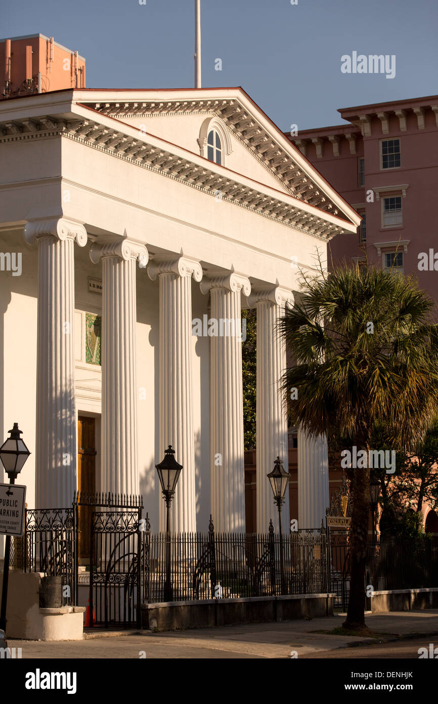 Hibernian Hall along Meeting Street in Charleston, SC. Stock Photo