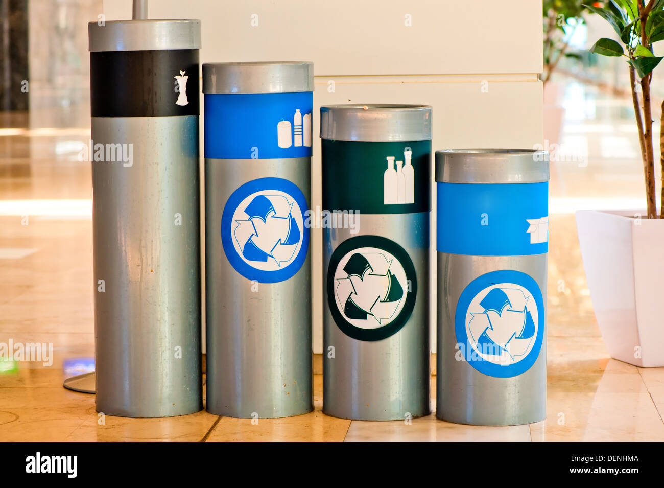 four tanks for waste sorting and subsequent processing are in line Stock Photo