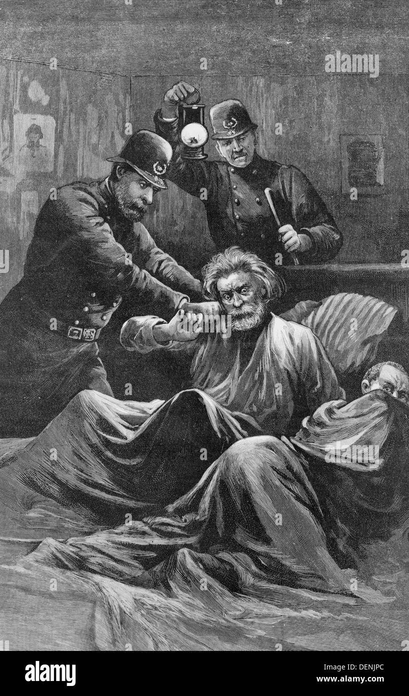 Illinois - the recent troubles in Chicago - the police capturing leading anarchists at one of their dens, No. 616 Centre Avenue, 1886 Stock Photo