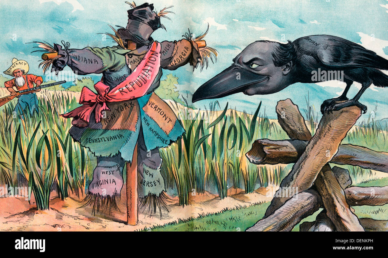 The power behind the scarecrow - Political cartoon, William Jennings Bryan, circa 1900 Stock Photo