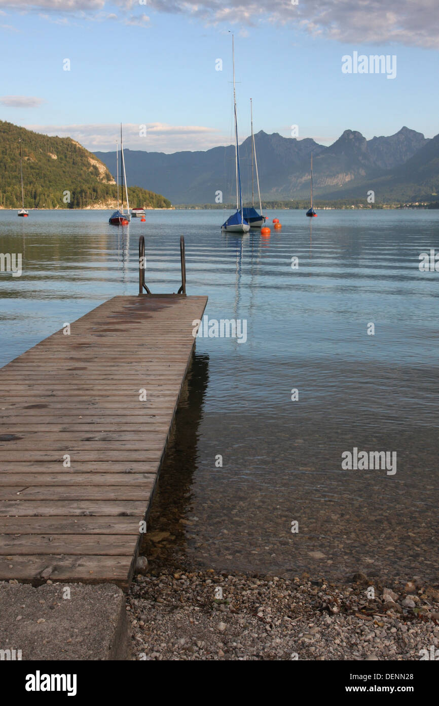 Wooden Jetty at St Gilgen Stock Photo