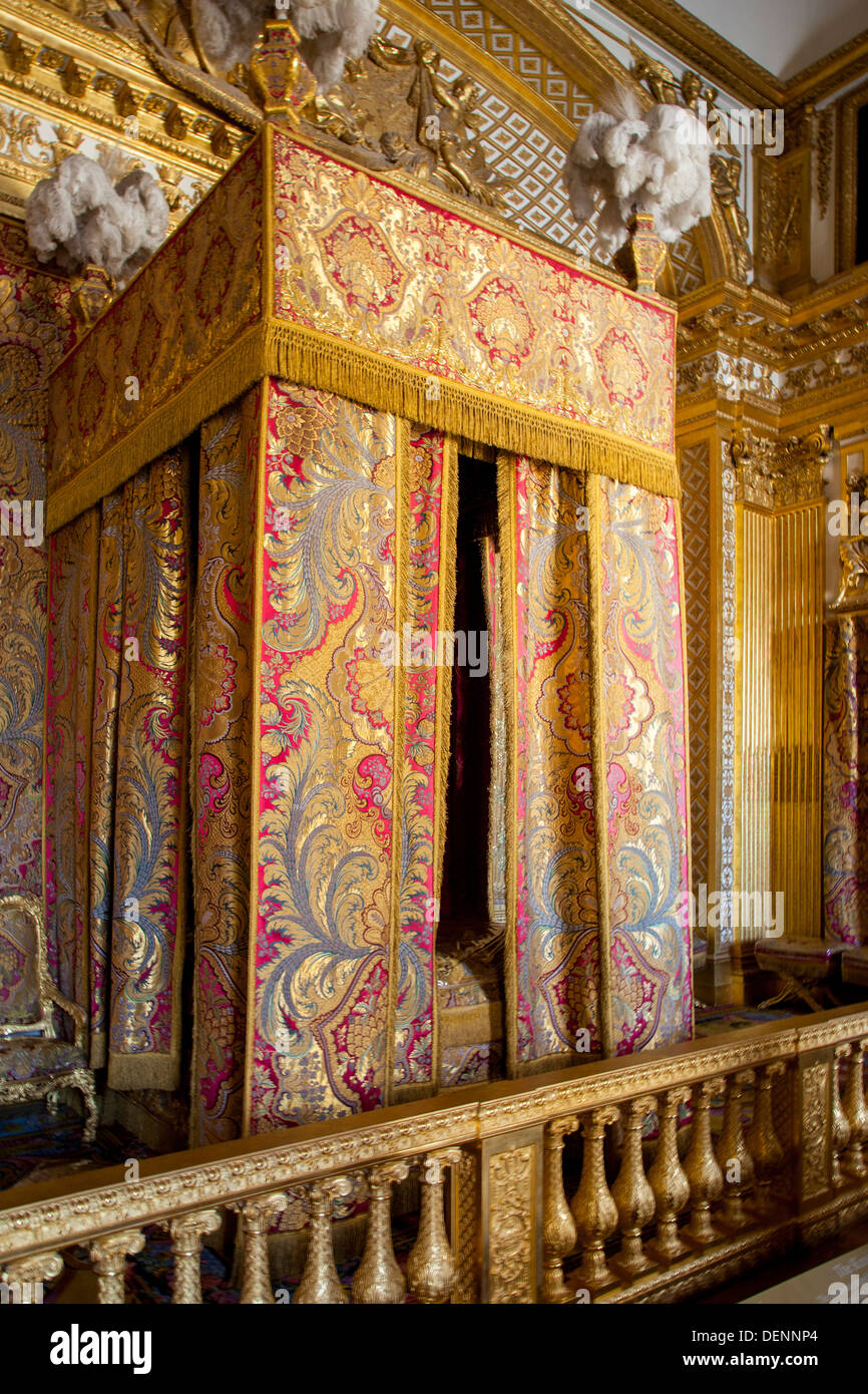 King's Chambre and bed at Chateau de Versailles, France Stock Photo