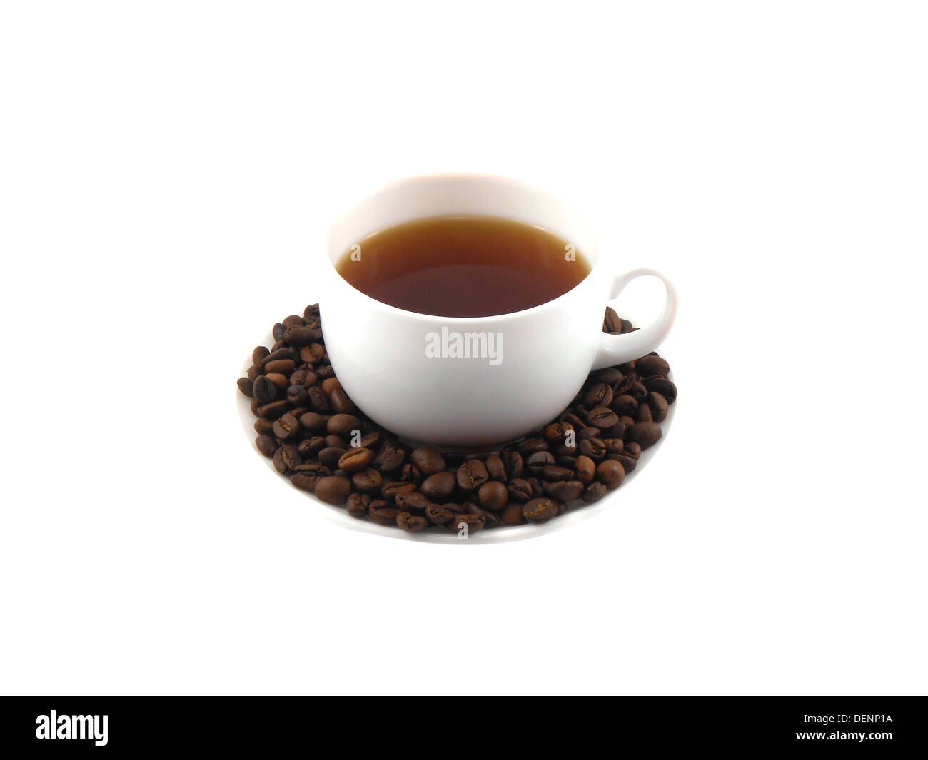 Coffee cup and beans on a white background Stock Photo - Alamy
