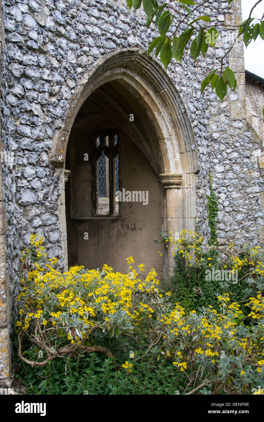 View of the church porch at St  Peter and St Paul, Heydon Village, Norfolk, England Stock Photo