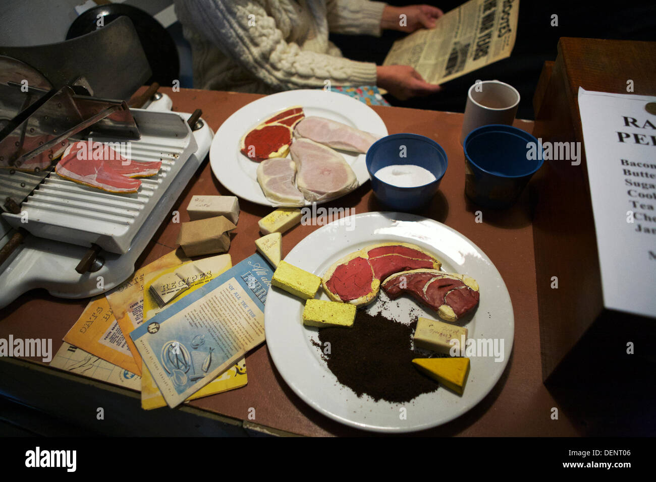 Chatham, UK. 21st Sep, 2013. Salute to the 40's - Britain's 1940's Home Front Event at The Historic Dockyard Chatham. 1940's Weekly food rations displayed - what members of the public were entitled to each week. Credit:  Tony Farrugia/Alamy Live News Stock Photo
