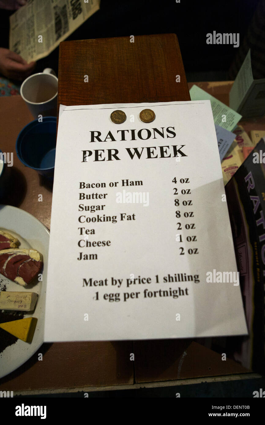Chatham, UK. 21st Sep, 2013. Salute to the 40's - Britain's 1940's Home Front Event at The Historic Dockyard Chatham. Weekly food rations. Credit:  Tony Farrugia/Alamy Live News Stock Photo