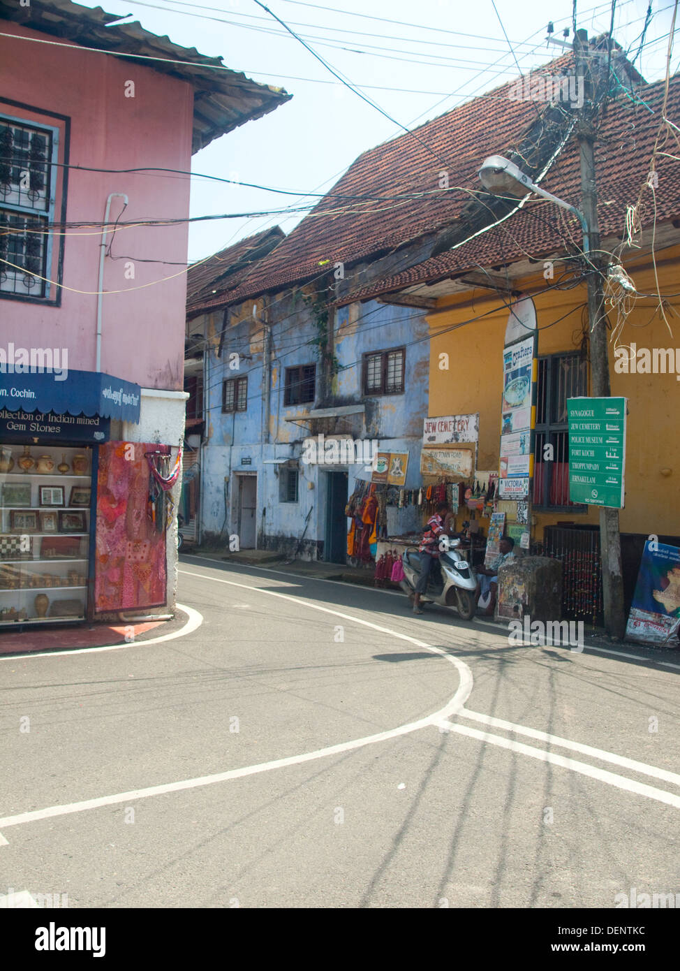 Jew Town streets Fort Cochin Kerala India Stock Photo