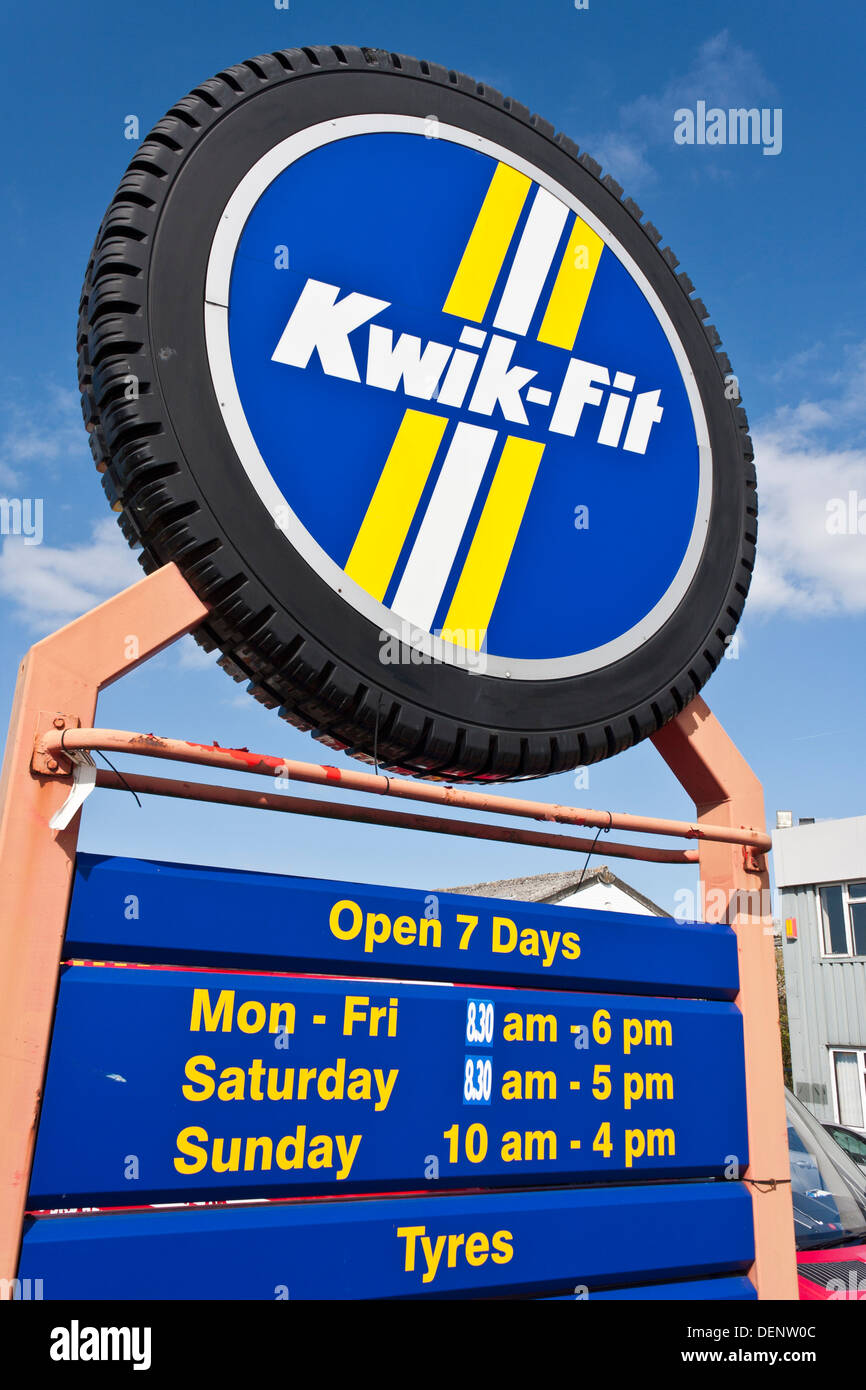 Sign at Kwik Fit tyres Stock Photo Alamy
