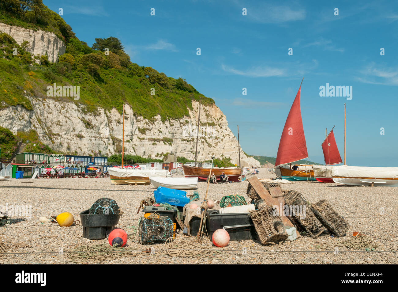 Beach at Beer, Devon, England Stock Photo