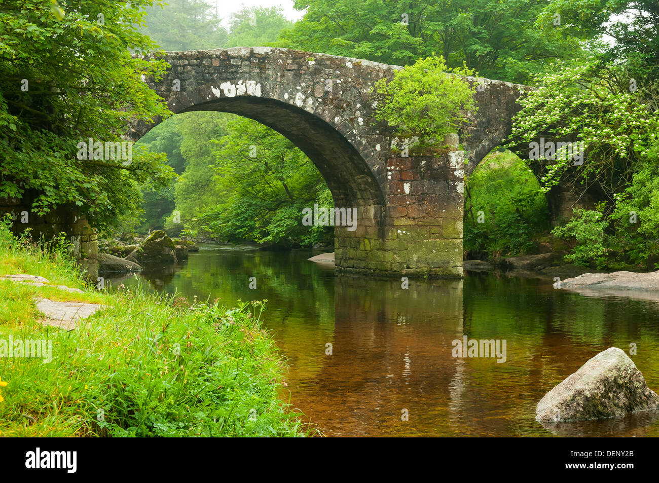 Road Bridge at Dartmeet, Devon, England Stock Photo