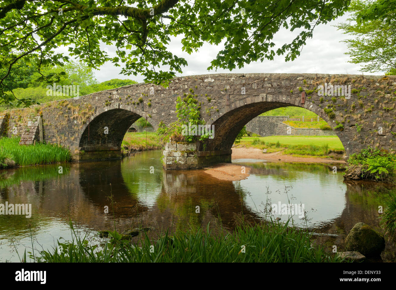 Bridge at Two Bridges, Dartmoor, Devon, England Stock Photo