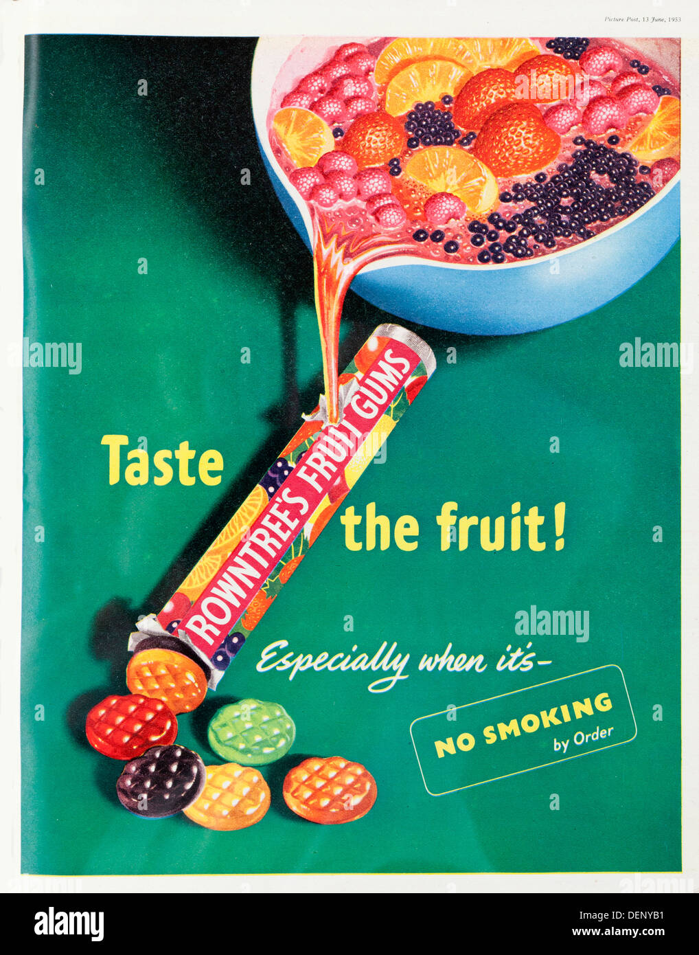 1953 advert for Rowntree's Fruit Gums Stock Photo