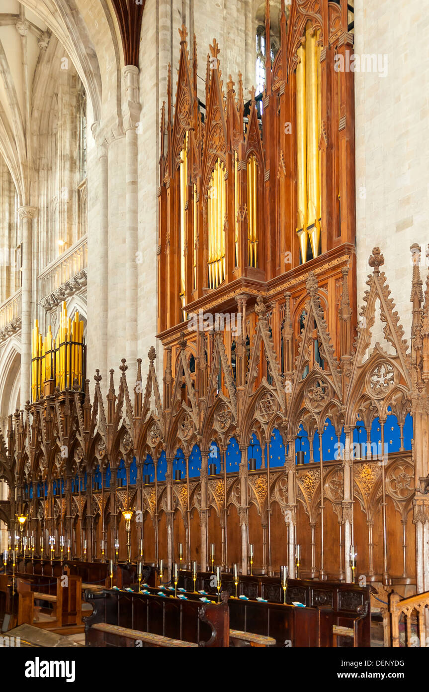 Choir Stalls in Winchester Cathedral, Winchester, Hampshire, England Stock Photo