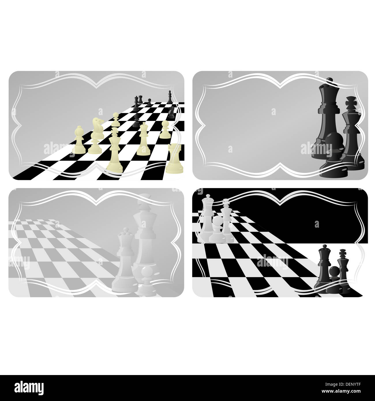 A business card with a picture of chess. The illustration on a white background. Stock Photo