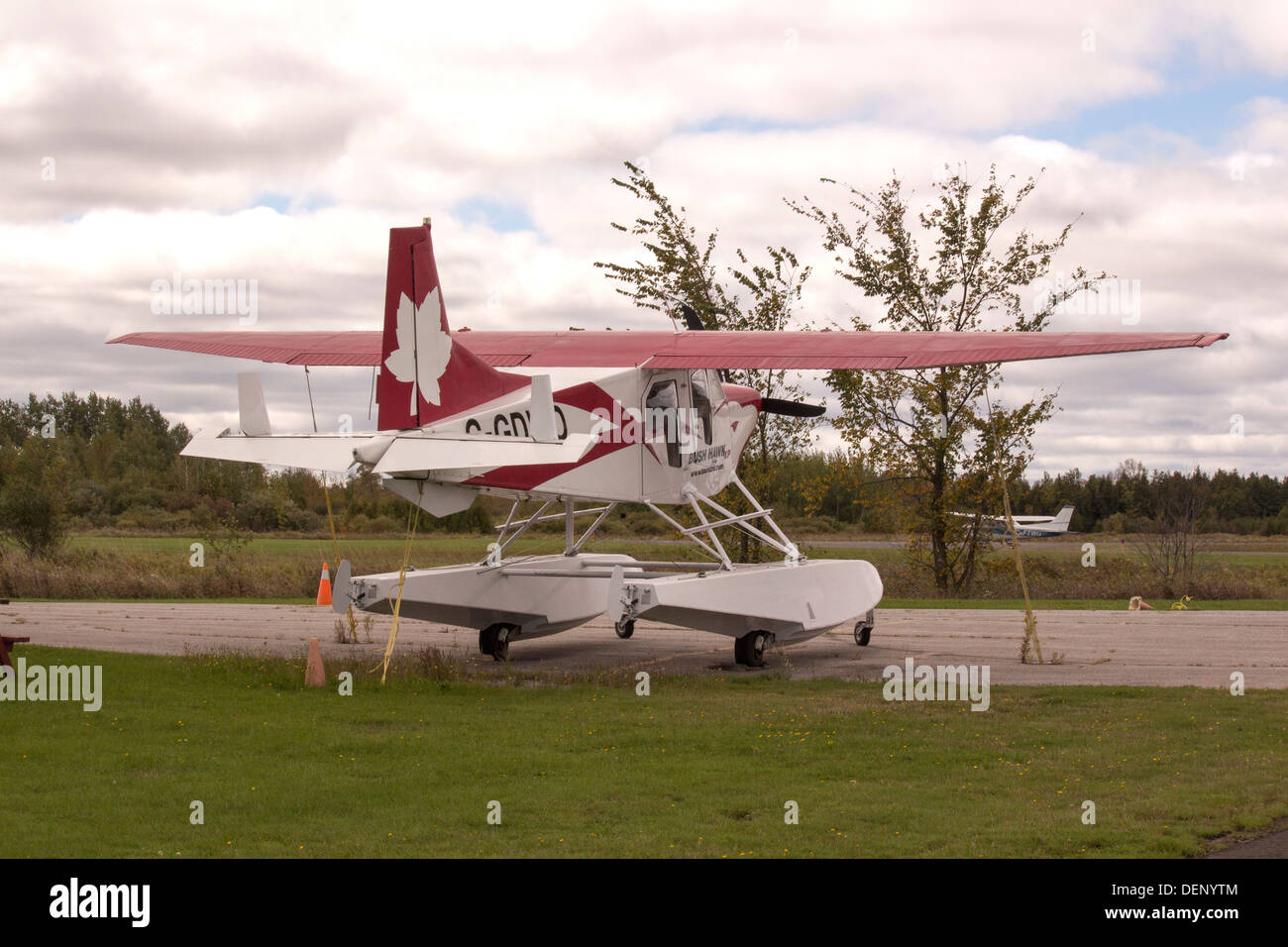 Small float plane at Kawartha Lakes Airport in Lindsay Ontario Stock Photo