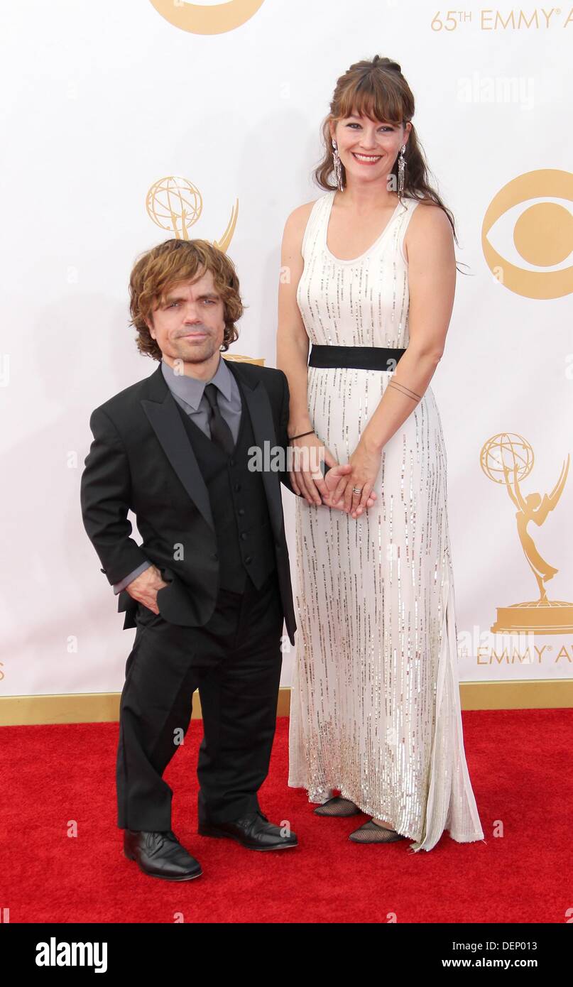 Los Angeles, CA. 22nd Sep, 2013. Peter Dinklage, Erica Schmidt at arrivals for The 65th Primetime Emmy Awards - ARRIVALS 2, Nokia Theatre L.A. Live, Los Angeles, CA September 22, 2013. Credit:  James Atoa/Everett Collection/Alamy Live News Stock Photo
