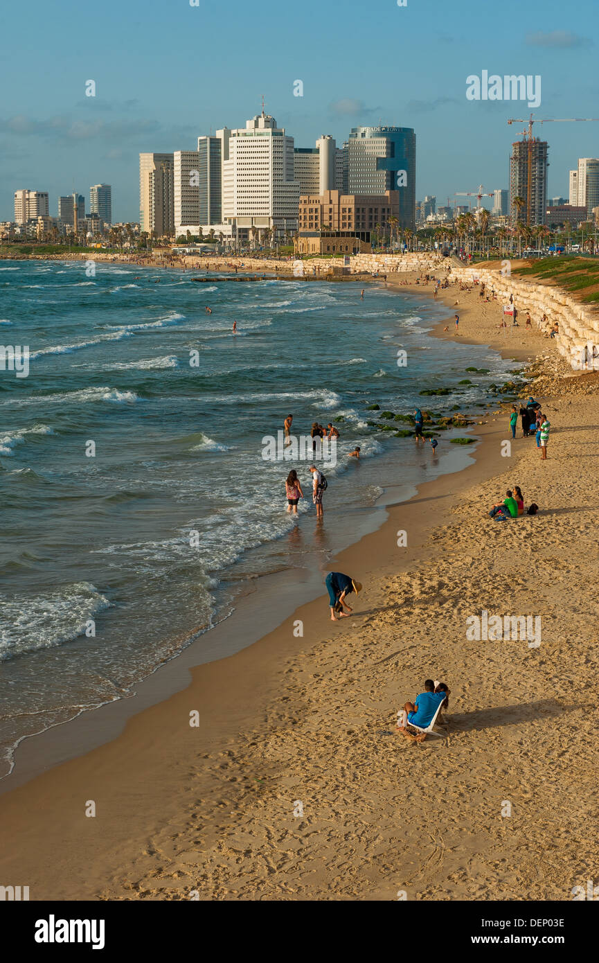 Tel Aviv Skyline And Beach Stock Photo - Alamy