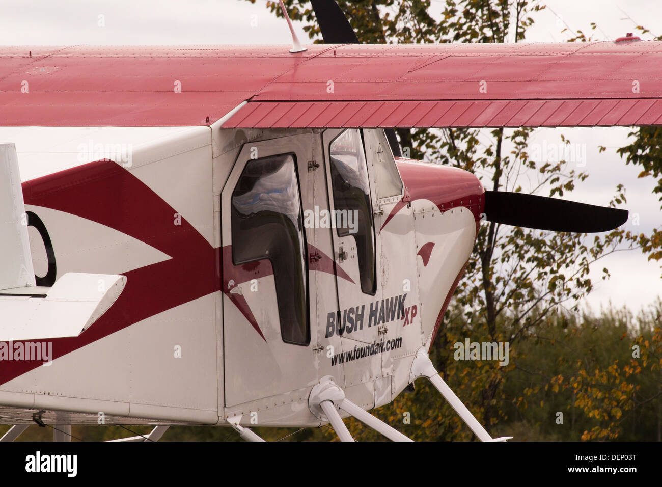 Small Bush Hawk XP float plane at Kawartha Lakes Airport in LIndsay Ontario Stock Photo