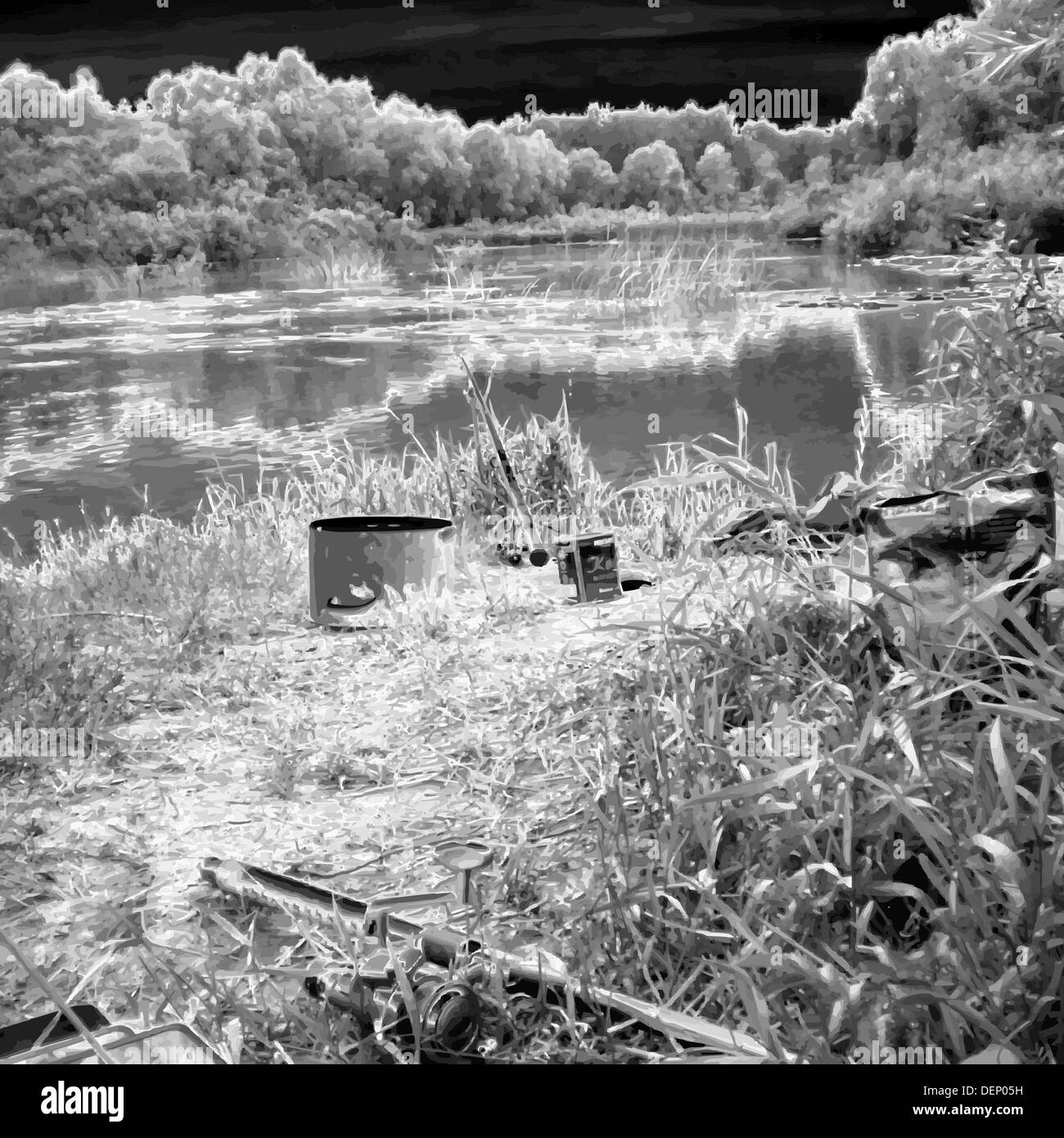 Supplies for fishing Black and White Stock Photos & Images - Alamy