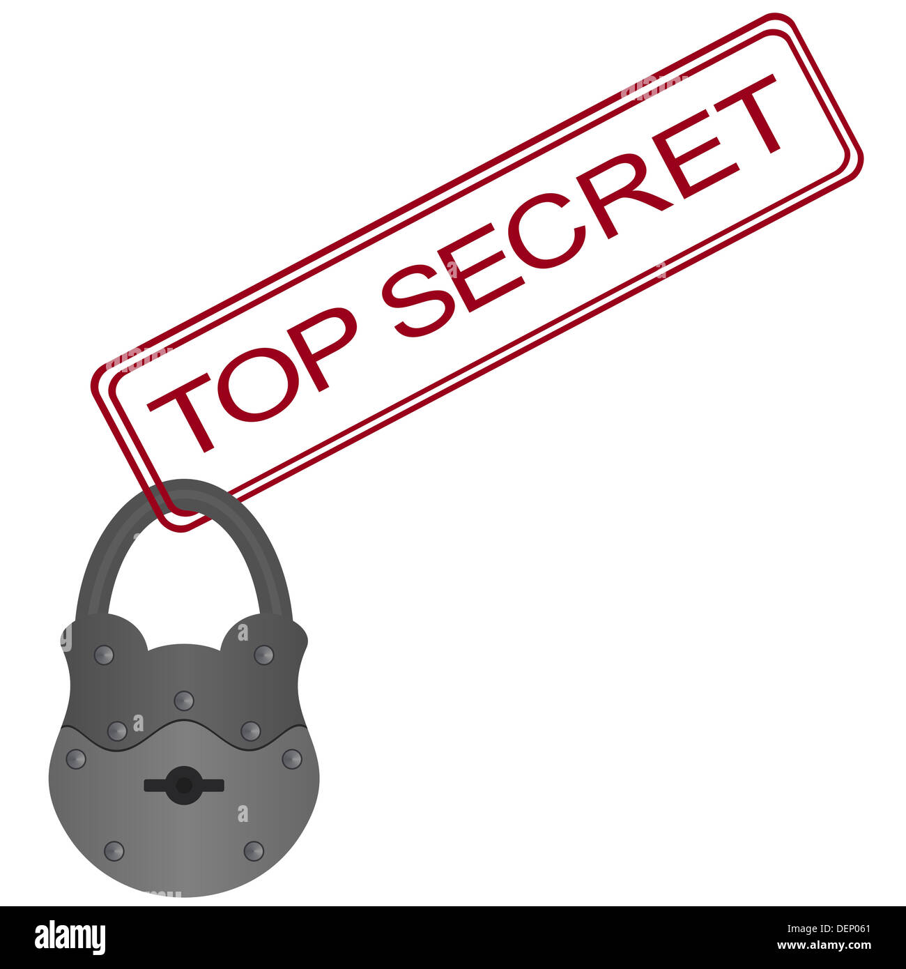 Padlock and the words "Top Secret." The illustration on a white