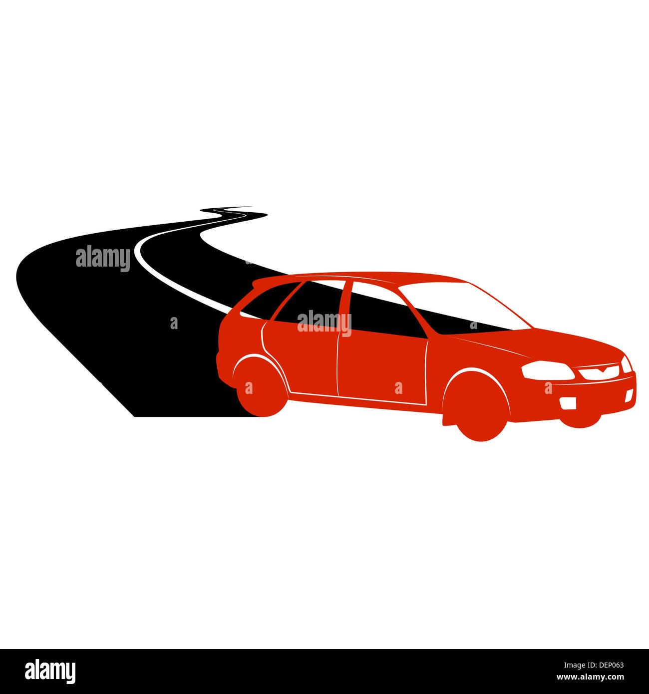 The contour of the car moving on the road. The illustration on a white  background Stock Photo - Alamy