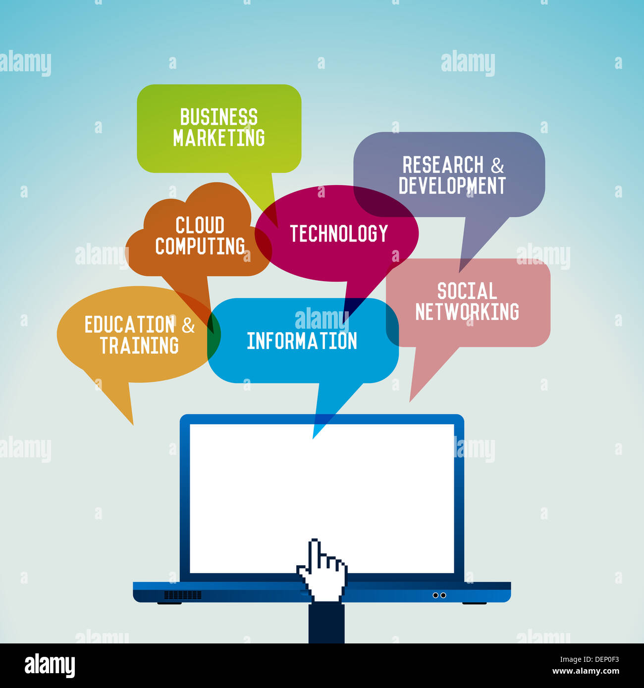 Vector illustration of computer technology concept theme, with laptop ...
