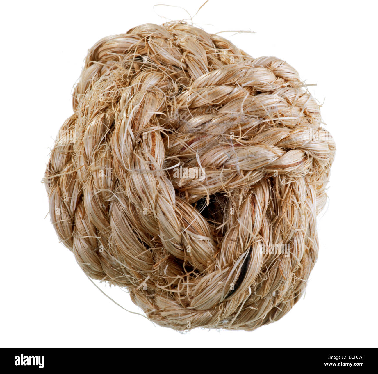 Two small coil bobbin of natural brown twine hessian burlap jute rope over  white background Stock Photo - Alamy