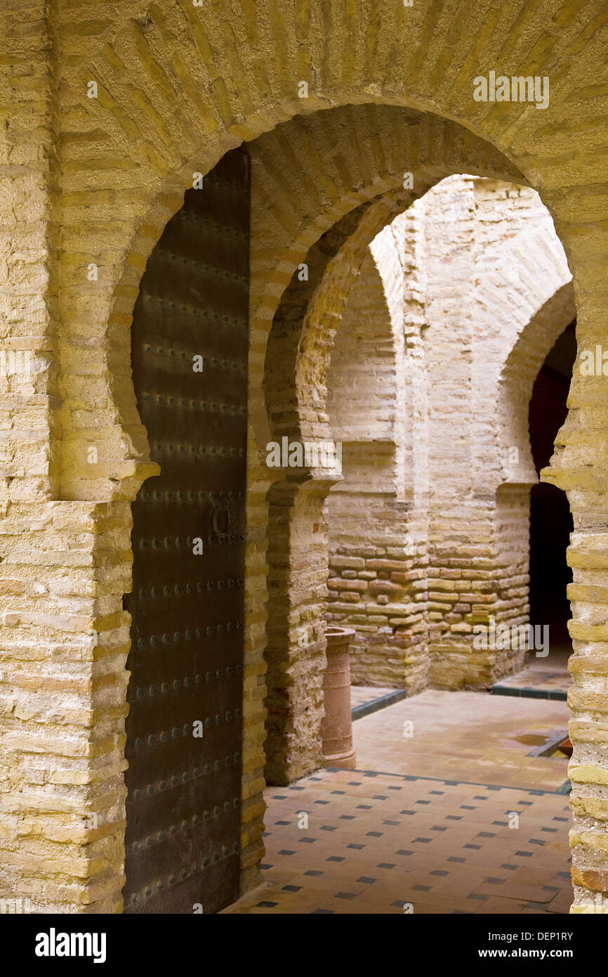 Horseshoe arch in the Alcazar, Jerez de la Frontera. Cadiz province, Andalucia, Spain Stock Photo
