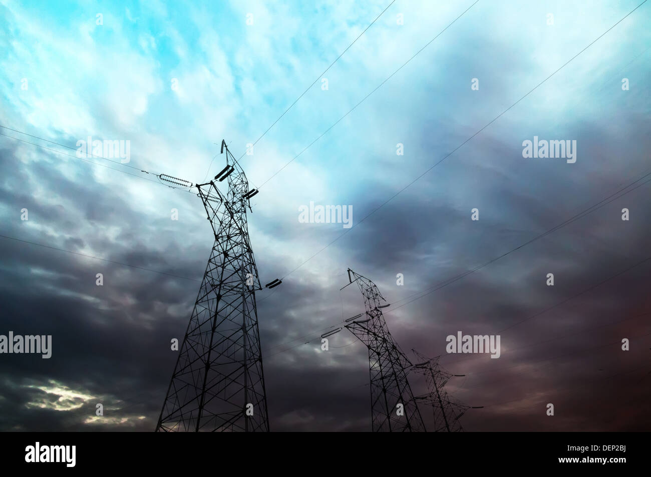 high voltage post.High-voltage tower sky background Stock Photo - Alamy
