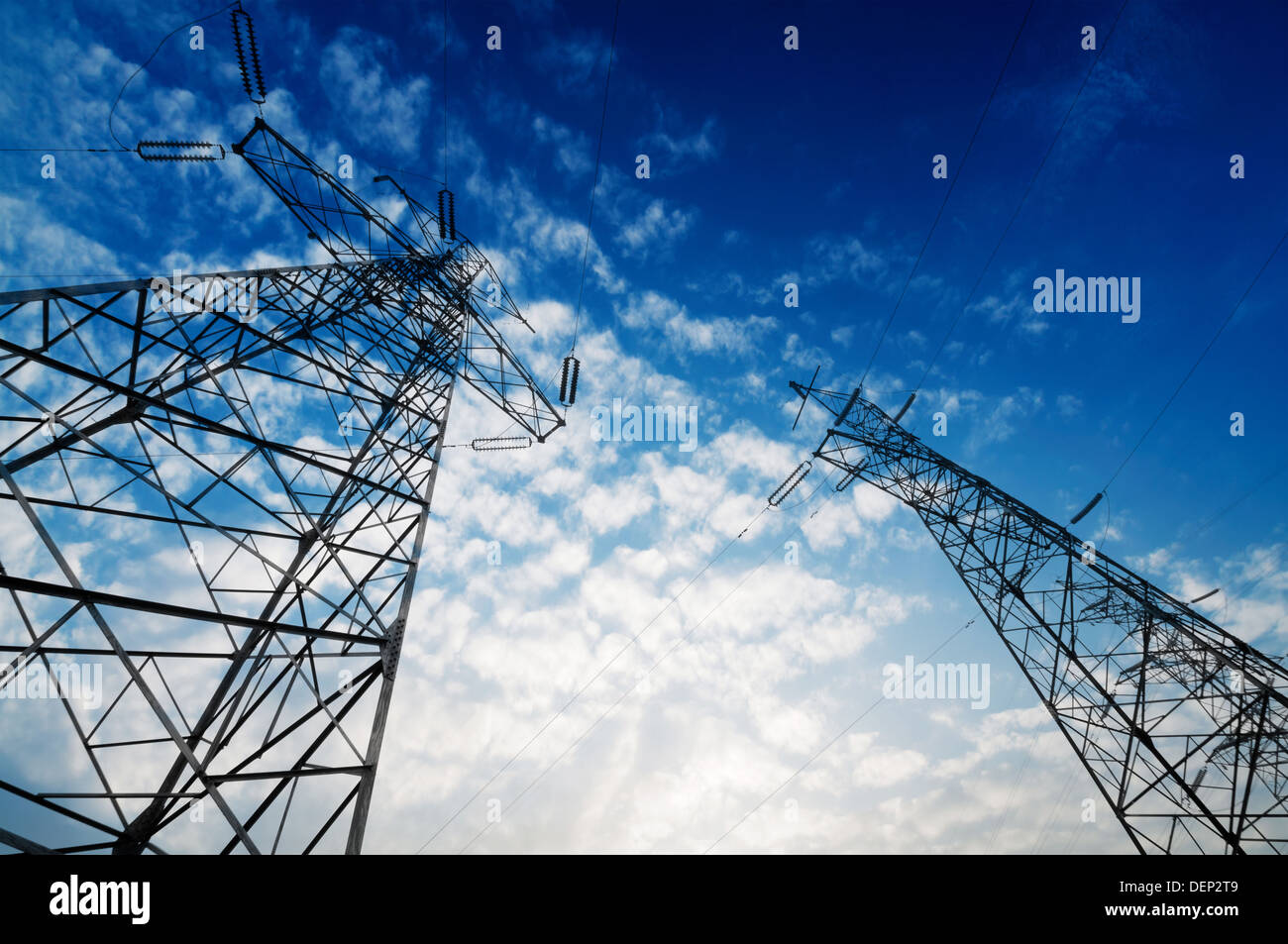 high voltage post.High-voltage tower sky background Stock Photo - Alamy