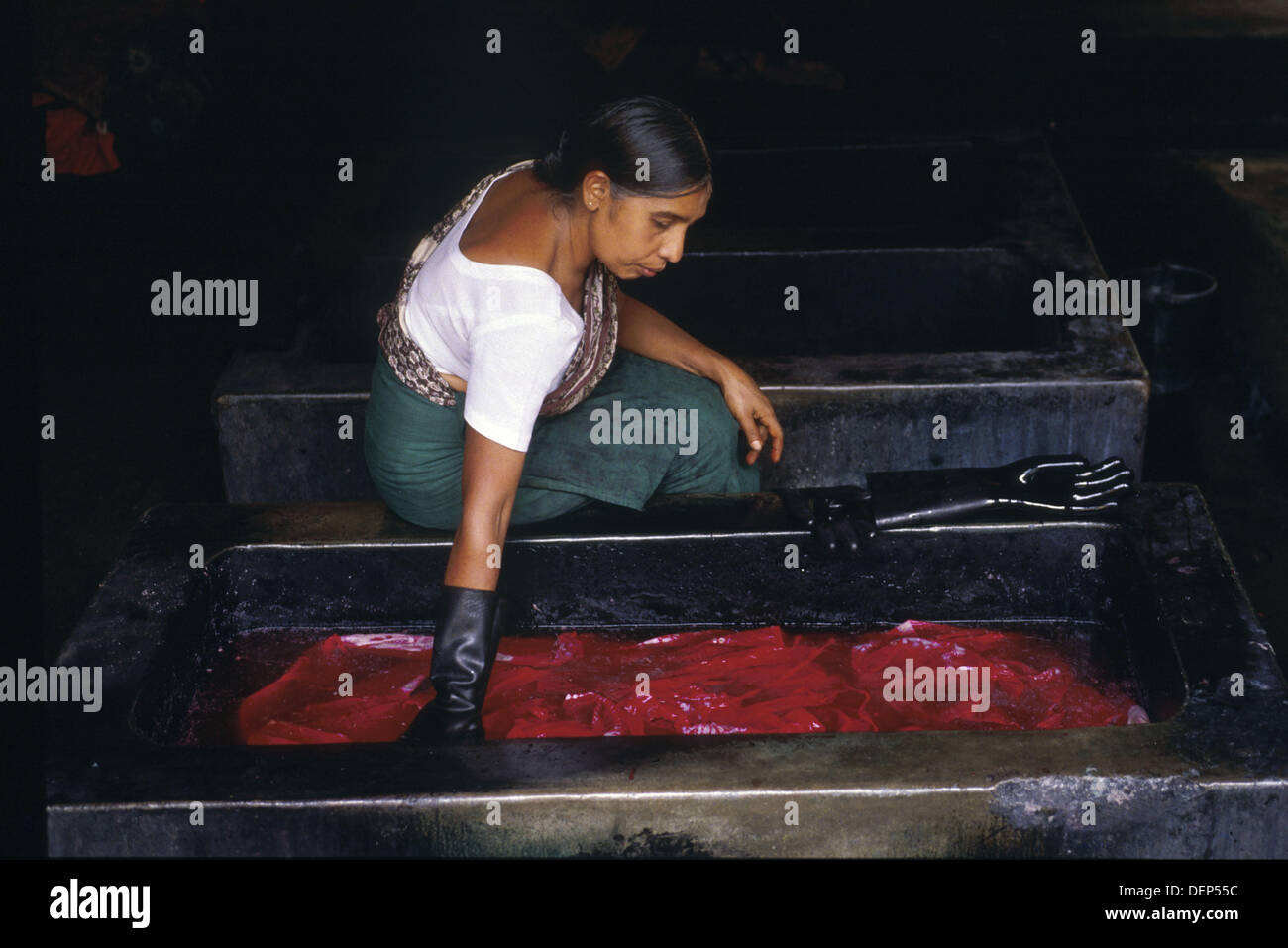 Batik (waxresist dyeing technique used on textile). Sri Lanka Stock