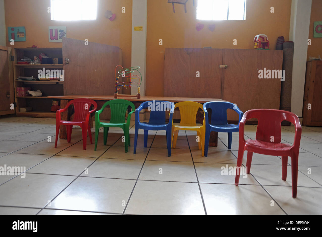 colorful chair in preschool classroom Stock Photo Alamy